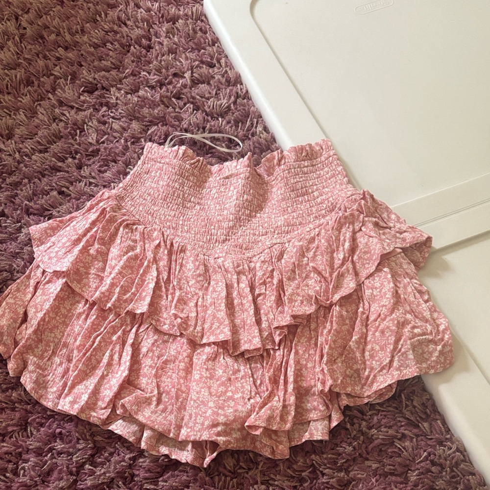 Floral Pink Ruffle Skirt